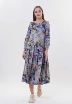 Madam-T DEMETRANA - Robe Pull - Beige/ Blau