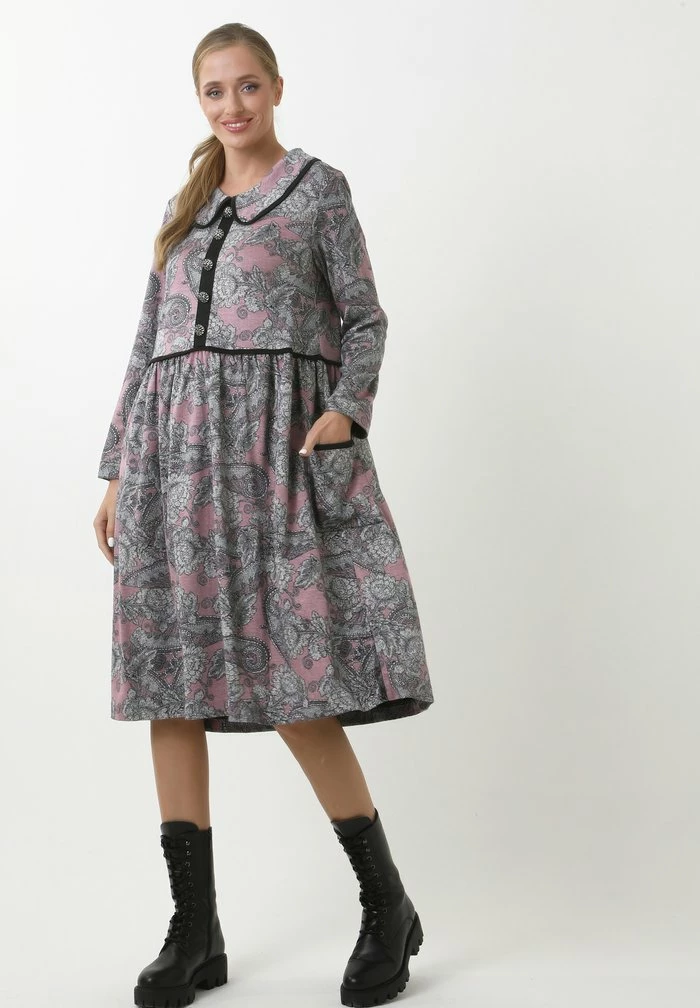 Madam-T KLEID BELLA - Robe Chemise - Rosa, Grau 4 Madam-T KLEID BELLA - Robe Chemise - Rosa, Grau – Image 4