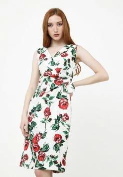 Madam-T MARSIA - Robe De Jour - Weiß Rot -Madam-T Soldes 2022 913a4e02786440beb2387b1117612254