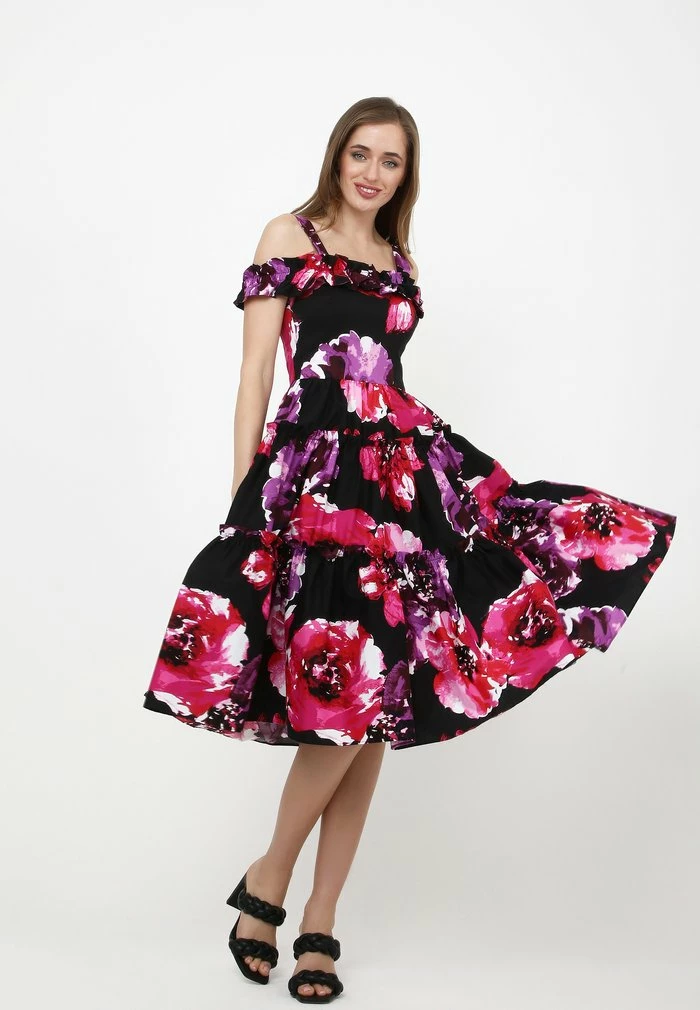 Madam-T MICHELINA - Robe De Jour - Schwarz / Himbeere 2 Madam-T MICHELINA - Robe De Jour - Schwarz / Himbeere – Image 2