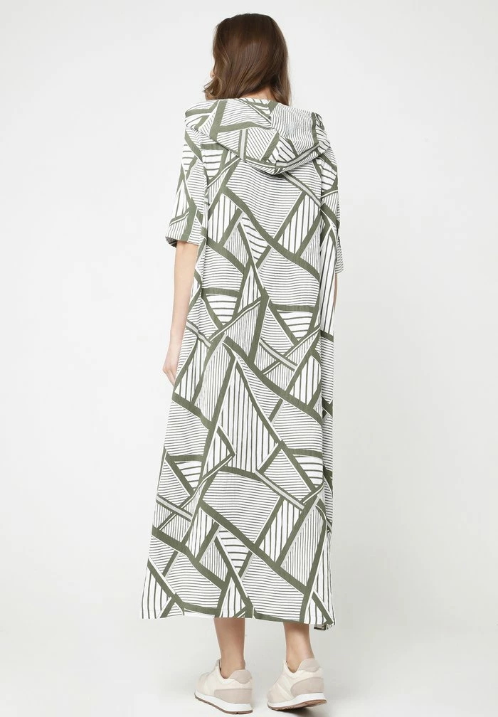 Madam-T ADELINARA - Robe Longue - Khaki Weiß 3 Madam-T ADELINARA - Robe Longue - Khaki Weiß – Image 3