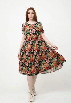 Madam-T Soldes 2022 47 Madam-T ABELYA - Robe De Jour - Schwarz, Orange