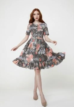 Madam-T CHIARA - Robe De Jour - Braun/koralle