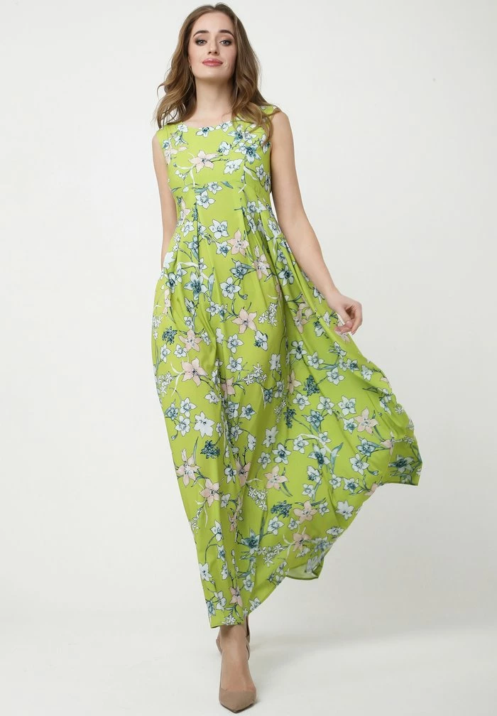 Madam-T KANTRI - Robe Longue - Hellgrün, Weiß 2 Madam-T KANTRI - Robe Longue - Hellgrün, Weiß – Image 2