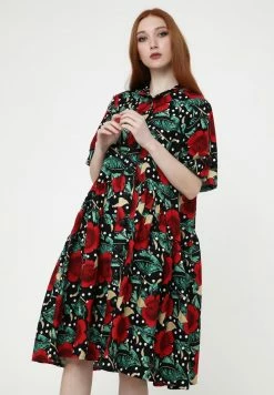 Madam-T Robe Chemise - Schwarz, Rot -Madam-T Soldes 2022 998655b0ab0545849635f196d0df586a