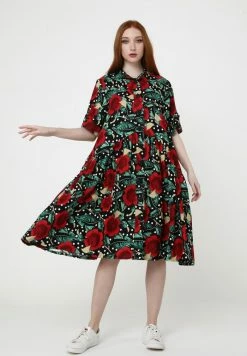 Madam-T Robe Chemise - Schwarz, Rot -Madam-T Soldes 2022 9b0e719ae0a74a95ae09bb37d0ebacb1