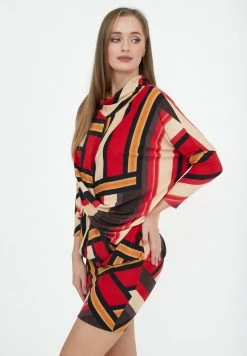 Madam-T FIRA - Robe Fourreau - Beige/ Rot -Madam-T Soldes 2022 9b4f75aa10e84a349af19ba99e32aaf2