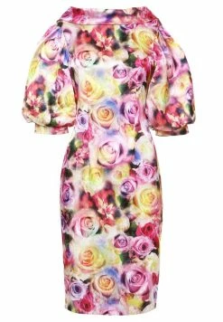 Madam-T Robe Fourreau - Gelb, Lila -Madam-T Soldes 2022 9b69bfab90324d1caf7b8b1232dab0da