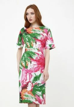 Madam-T ALTEA - Robe Fourreau - Weiß/rosa