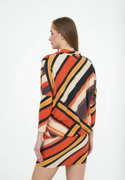 Madam-T FIRA - Robe Fourreau - Beige, Orange -Madam-T Soldes 2022 9ed187cd05fb437e95c4651469220567