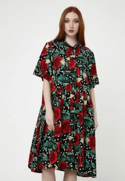 Madam-T Robe Chemise - Schwarz, Rot