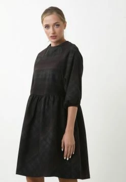 Madam-T ADAMASA - Robe De Jour - Schwarz/pflaume