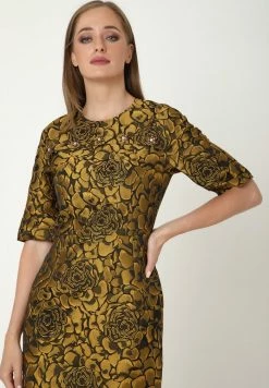 Madam-T Robe Fourreau - Schwarz, Senf -Madam-T Soldes 2022 a13284774fbd416e97ea3768ee9e5483