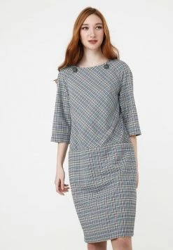 Madam-T FERULE - Robe Fourreau - Grau/ Gelb