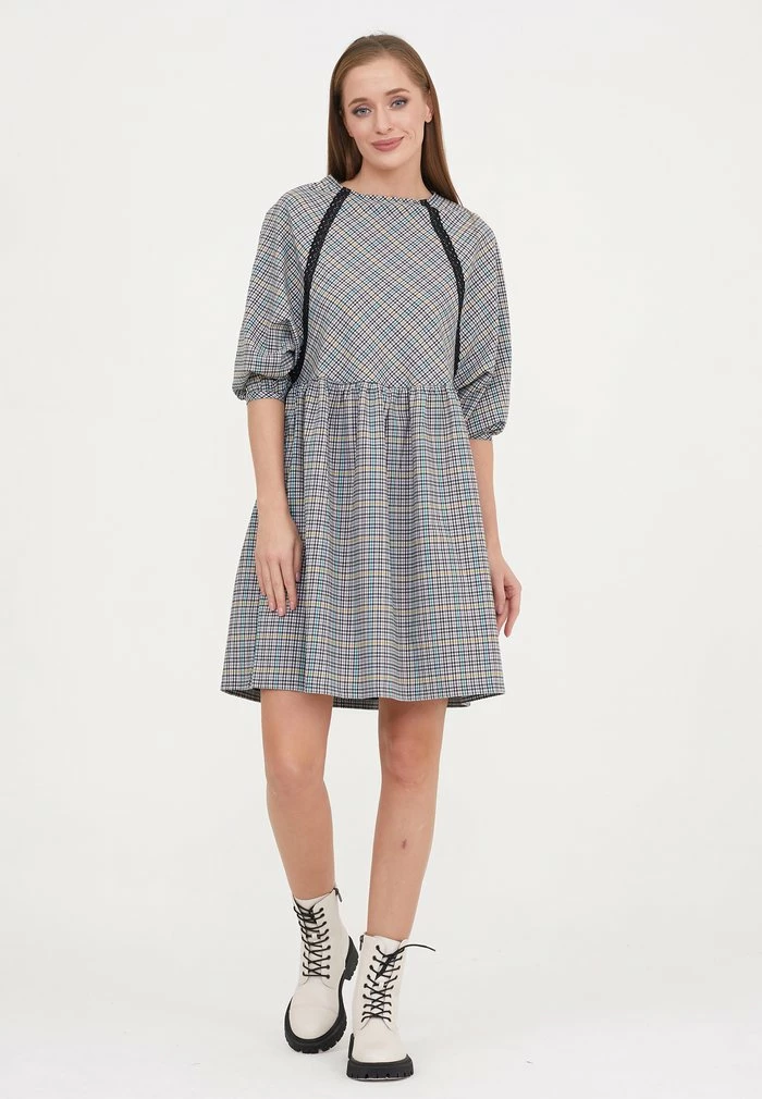 Madam-T ADAMASA - Robe De Jour - Grau Gelb 2 Madam-T ADAMASA - Robe De Jour - Grau Gelb – Image 2