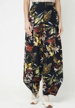 Madam-T Pantalon Classique - Blau, Gelb