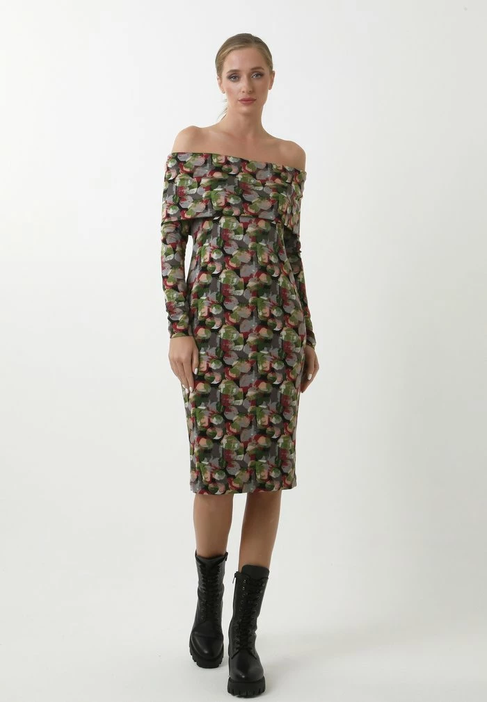 Madam-T JANINE - Robe Fourreau - Grau, Grün 2 Madam-T JANINE - Robe Fourreau - Grau, Grün – Image 2