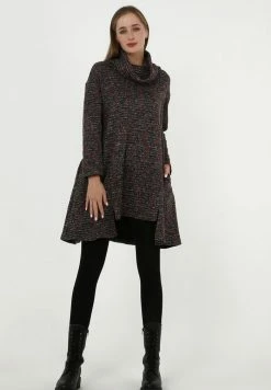 Madam-T SHELBY - Robe Pull - Dunkelgrau Rot