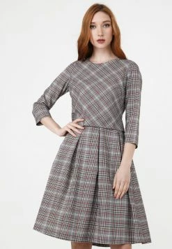 Madam-T Robe De Jour - Grau/ Weinrot