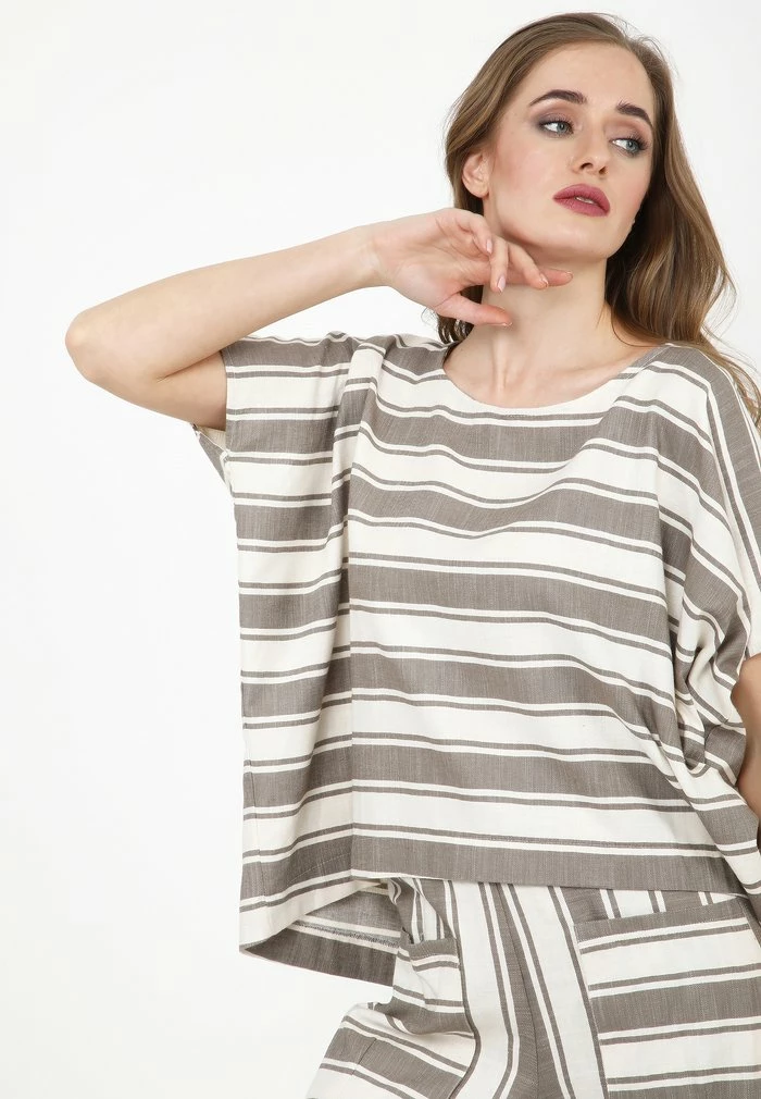 Madam-T SHARON - T-shirt Imprimé - Hellbraun, Weiß 6 Madam-T SHARON - T-shirt Imprimé - Hellbraun, Weiß – Image 6