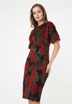 Madam-T ALTEA - Robe Fourreau - Schwarz/ Terrakotta