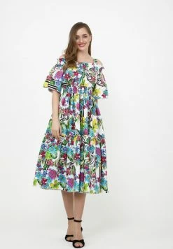 Madam-T FERANA - Robe De Jour - Weiß, Hellblau -Madam-T Soldes 2022 b091fe137255417c8e2865ba0c978646