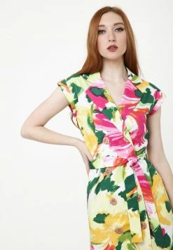 Madam-T ATERATA - Robe De Jour - Gelbgrün -Madam-T Soldes 2022 b121ed2d2cb54e1ab458d0bf9a22bf03