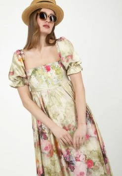 Madam-T AMORESSA - Robe Longue - Olive, Pink -Madam-T Soldes 2022 b1ef185a9fe049b4adebfc7246cb6f19