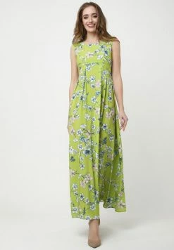 Madam-T KANTRI - Robe Longue - Hellgrün, Weiß