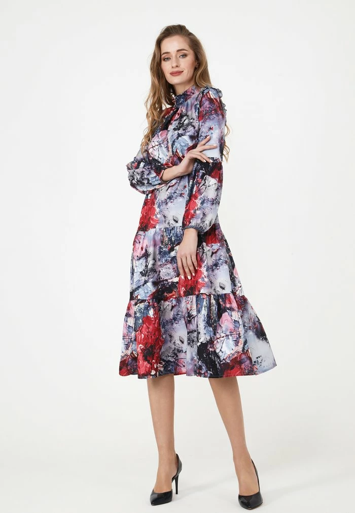 Madam-T PAOLINA - Robe De Jour - Dunkelgrau/ Weinrot 2 Madam-T PAOLINA - Robe De Jour - Dunkelgrau/ Weinrot – Image 2