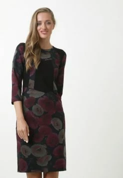 Madam-T ALMAZA - Robe Fourreau - Schwarz/senf