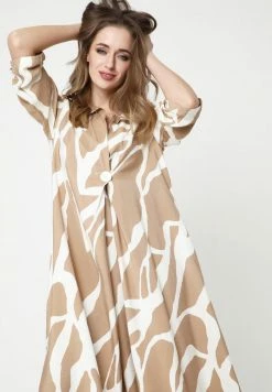 Madam-T GILBERTA - Robe Chemise - Beige/ White -Madam-T Soldes 2022 b6193e5cc61a42ef9b6b3015d37df6b6