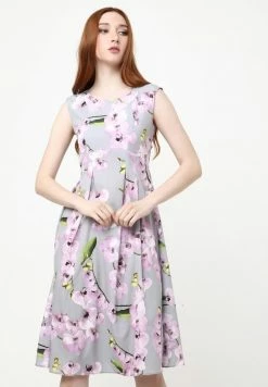 Madam-T KANTRI - Robe De Jour - Grau, Lila