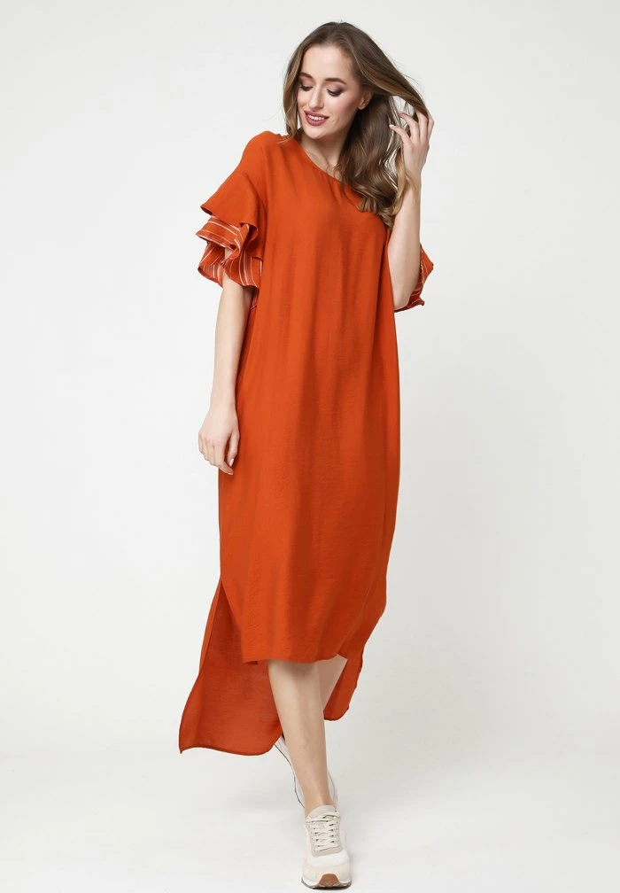 Madam-T SATINESSA - Robe Longue - Ingwer 2 Madam-T SATINESSA - Robe Longue - Ingwer – Image 2