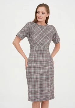 Madam-T ALTEA - Robe Fourreau - Grünes Leder/ Burgund.