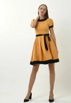 Madam-T RETRONA - Robe De Jour - Hellorange/ Schwarz