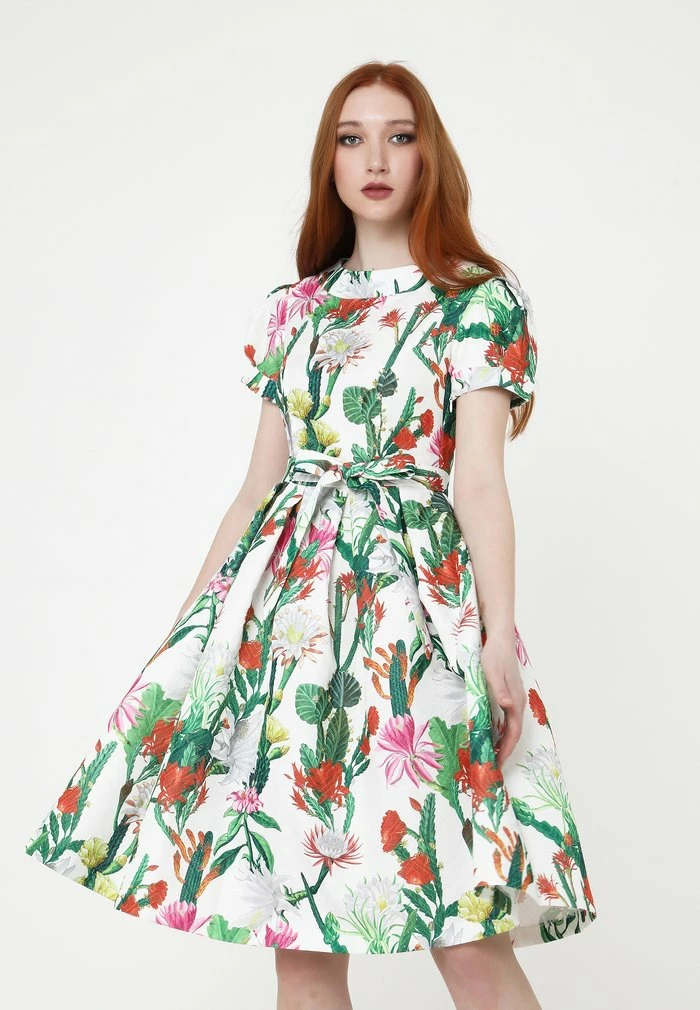 Madam-T RETRONA - Robe De Jour - Weiß Grün 1 Madam-T RETRONA - Robe De Jour - Weiß Grün