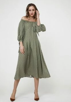 Madam-T ANTONELLA - Robe De Jour - Khaki/ Weiß -Madam-T Soldes 2022 b84d8a98cbb046ecafb717dda0d7af88