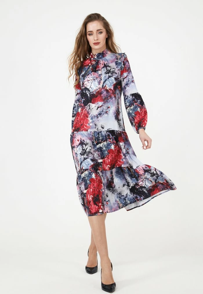 Madam-T PAOLINA - Robe De Jour - Dunkelgrau/ Weinrot 6 Madam-T PAOLINA - Robe De Jour - Dunkelgrau/ Weinrot – Image 6