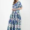 Madam-T SALAMEA - Robe Longue - Weiß, Kornblumenblau