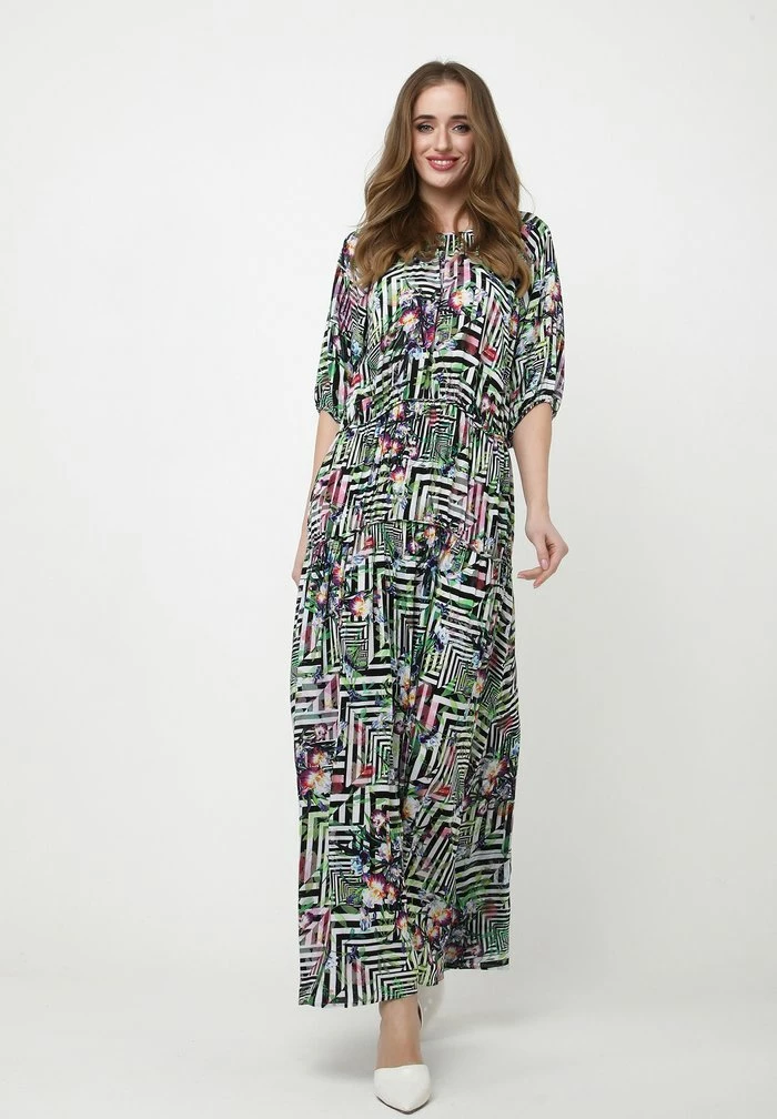 Madam-T GRETELE - Robe Longue - Hellgrün Schwarz 1 Madam-T GRETELE - Robe Longue - Hellgrün Schwarz