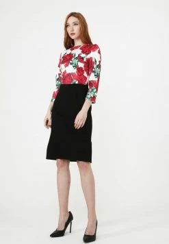 Madam-T Robe Fourreau - Weiß Rot -Madam-T Soldes 2022 be42b11dd5c34febbda718d2cbd9c965