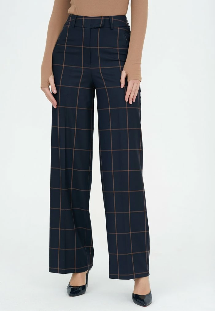 Madam-T Pantalon Classique - Blue Brown 1 Madam-T Pantalon Classique - Blue Brown