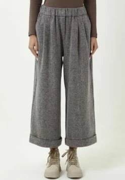 Madam-T TRESSA - Pantalon Classique - Schwarz/ Lila