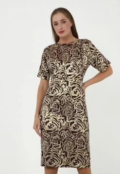 Madam-T ALTEA - Robe De Jour - Goldrute/weinrot