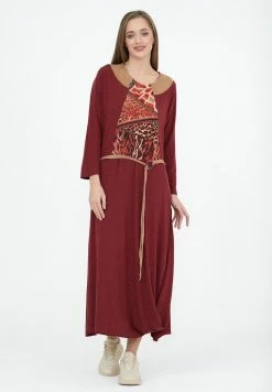 Madam-T CHANTA - Robe Longue - Babine Rot Beige