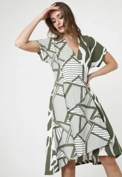 Madam-T Robe De Jour - Khaki, Weiß