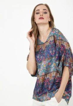 Madam-T Blouse - Blau, Rot -Madam-T Soldes 2022 c1e110bd2caf464ba31395eb66879ce5