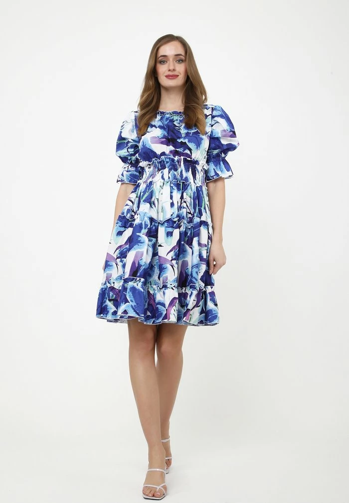 Madam-T Robe De Jour - Weiß Kornblumenblau 2 Madam-T Robe De Jour - Weiß Kornblumenblau – Image 2