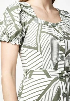 Madam-T FULLA - Robe De Jour - White, Khaki -Madam-T Soldes 2022 c358e6c1c2924dc5804218efe3a95a09